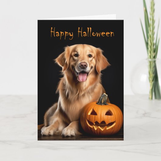 Golden Retriever Halloween Karte (Vorderseite)