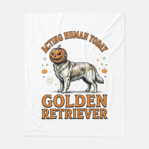 Golden Retriever Halloween-Kürbis-Hundekostüm-Shir Fleecedecke