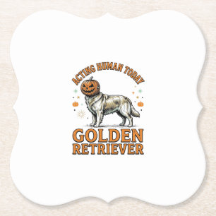 Golden Retriever Halloween-Kürbis-Hundekostüm-Shir Untersetzer