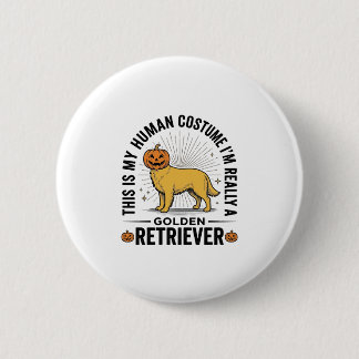 Golden Retriever Halloween-Kürbiskostümentwurf_ Button