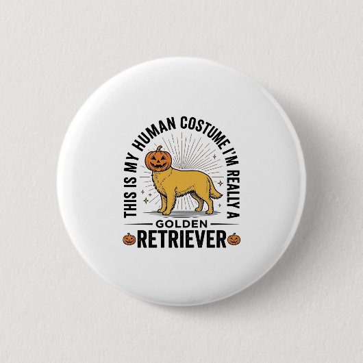 Golden Retriever Halloween-Kürbiskostümentwurf_ Button (Vorderseite)