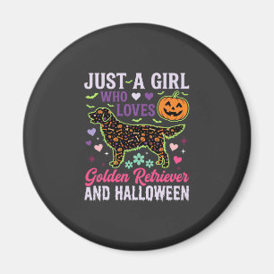 Golden Retriever Halloween Mädchen Kürbis Hund Des Magnet