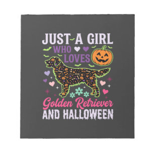 Golden Retriever Halloween Mädchen Kürbis Hund Des Notizblock