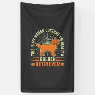 Golden Retriever Halloween-Menschenkostüm Vintage Banner