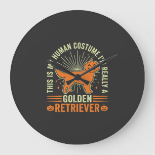 Golden Retriever Halloween-Menschenkostüm Vintage Große Wanduhr