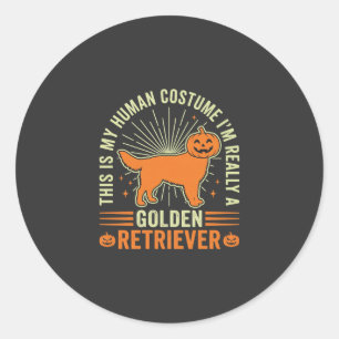Golden Retriever Halloween-Menschenkostüm Vintage Runder Aufkleber