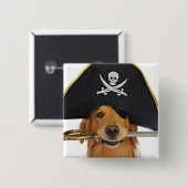 Golden Retriever Halloween Pirate Button (Vorne & Hinten)