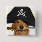 Golden Retriever Halloween Pirate Button (Vorderseite)