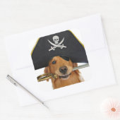 Golden Retriever Halloween Pirate Quadratischer Aufkleber (Umschlag)