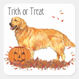Golden Retriever Halloween Quadratischer Aufkleber
