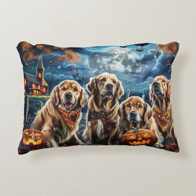 Golden Retriever Halloween Spooky Dekokissen (Vorderseite)