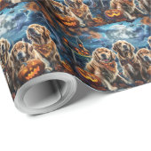 Golden Retriever Halloween Spooky Geschenkpapier (Rolleneckpunkt)