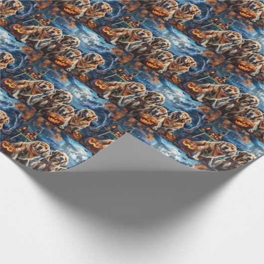 Golden Retriever Halloween Spooky Geschenkpapier (Ecke)