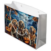 Golden Retriever Halloween Spooky Große Geschenktüte (Rückseite Schrägansicht)