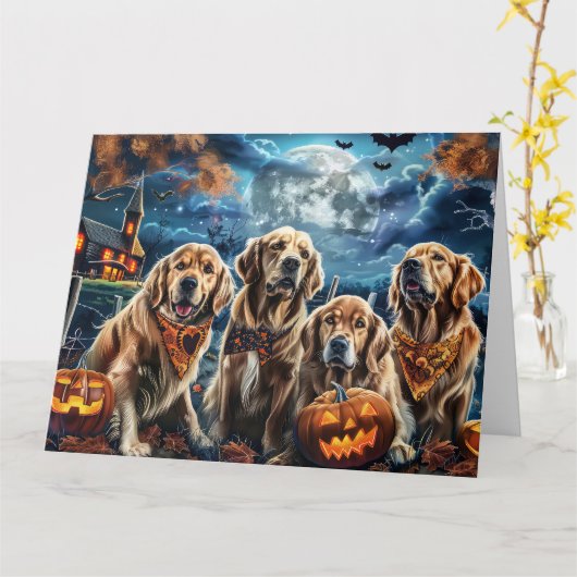 Golden Retriever Halloween Spooky Karte (Gelbe Blume)