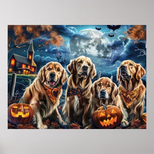 Golden Retriever Halloween Spooky Poster (Vorne)