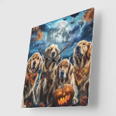 Golden Retriever Halloween Spooky Quadratische Wanduhr (Winkel)