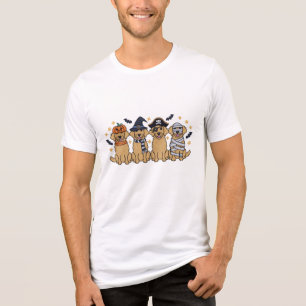 Golden Retriever Halloween Stickerei Vier Niedlich Tri-Blend Shirt