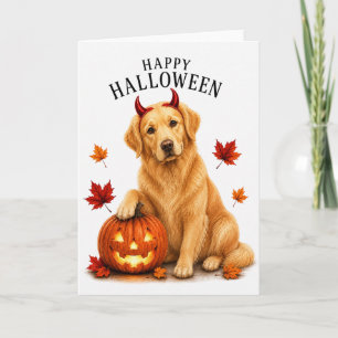 Golden Retriever Halloween Teufelshund Karte