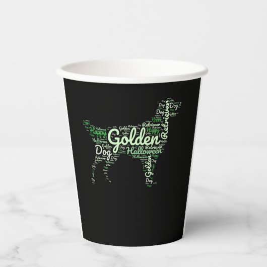 Golden Retriever Halloween Typografie Pappbecher (Vorderseite)