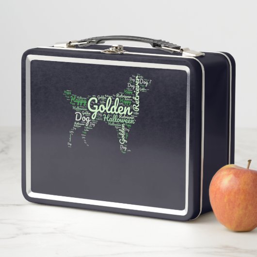 Golden Retriever Halloween Typography Metall Brotdose (Beispiel)