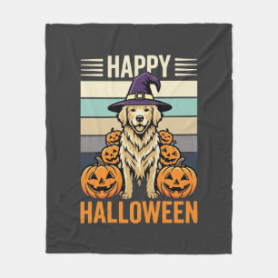 Golden Retriever Halloween Vintage Kürbis Design Fleecedecke