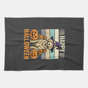 Golden Retriever Halloween Vintage-Kürbis-Design Geschirrtuch