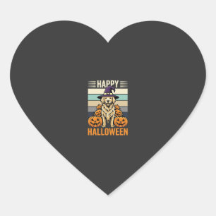 Golden Retriever Halloween Vintage-Kürbis-Design Herz-Aufkleber