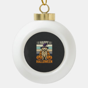 Golden Retriever Halloween Vintage-Kürbis-Design Keramik Kugel-Ornament