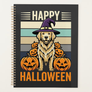 Golden Retriever Halloween Vintage-Kürbis-Design Planer