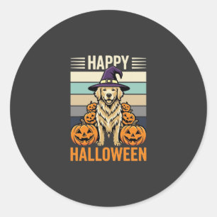 Golden Retriever Halloween Vintage Kürbis Design Runder Aufkleber