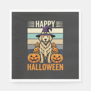 Golden Retriever Halloween Vintage Kürbis Design Serviette