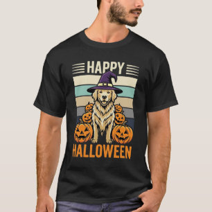 Golden Retriever Halloween Vintage Kürbis Design T-Shirt