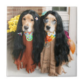 Golden retriever-HalloweenHippie Fliese (Vorderseite)