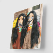 Golden retriever-HalloweenHippie Quadratische Wanduhr (Winkel)