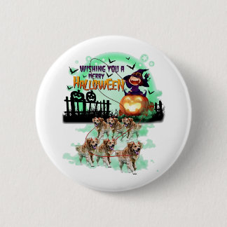 Golden Retriever Halloweenpumkins satan dood Button