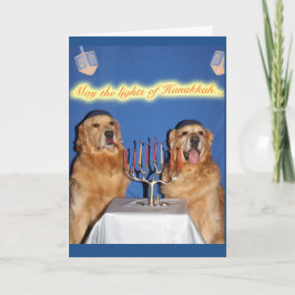 Golden Retriever Hanukkah Menorah Lighting Feiertagskarte