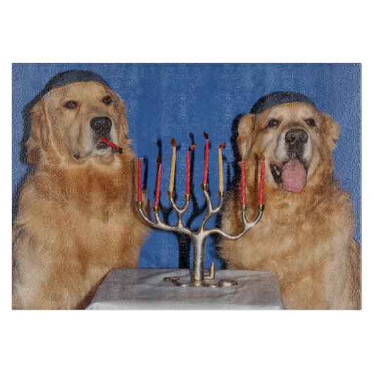 Golden Retriever Hanukkah Menorah Lighting Schneidebrett (Vorderseite)