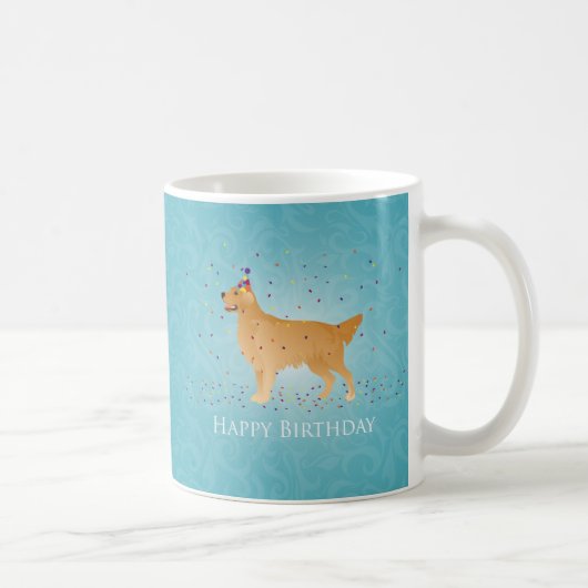 Golden Retriever Happy Birthday Design Kaffeetasse (Rechts)
