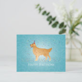 Golden Retriever Happy Birthday Design Postkarte (Stehend Vorderseite)