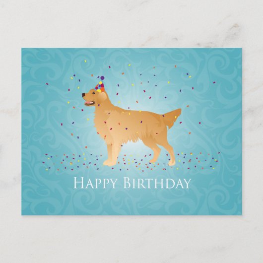 Golden Retriever Happy Birthday Design Postkarte (Vorderseite)