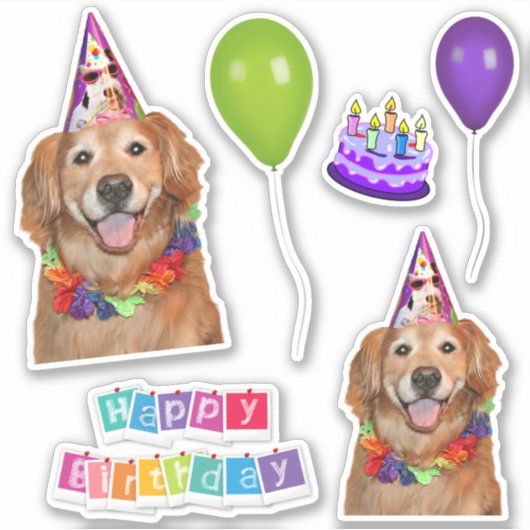 Golden Retriever Happy Birthday Group Aufkleber (Vorderseite)