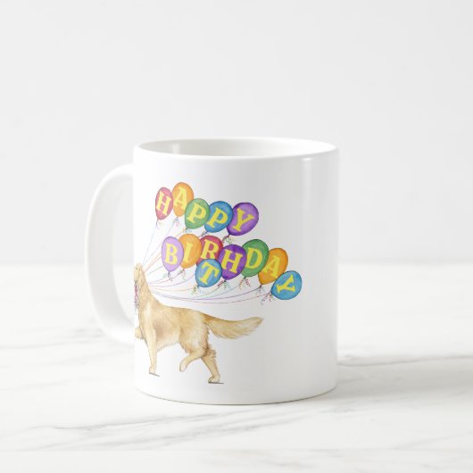 Golden Retriever Happy Birthday Kaffeetasse (Vorderseite Links)