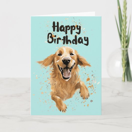 Golden Retriever Happy Birthday Karte (Vorderseite)