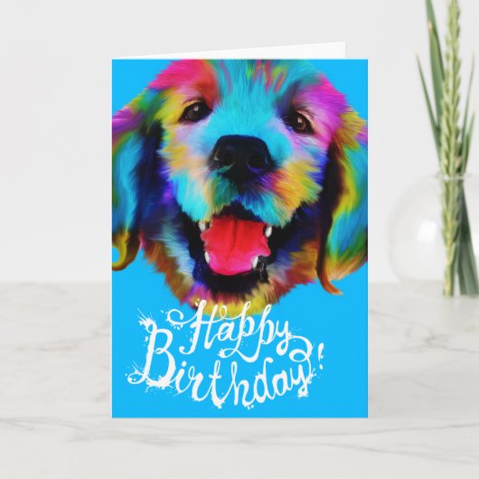 Golden Retriever Happy Birthday Karte (Vorderseite)