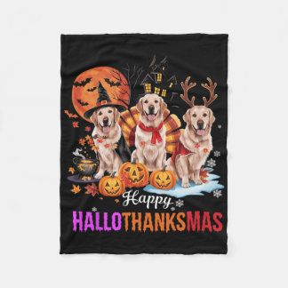 Golden Retriever Happy Hallothanksmas Halloween Fleecedecke