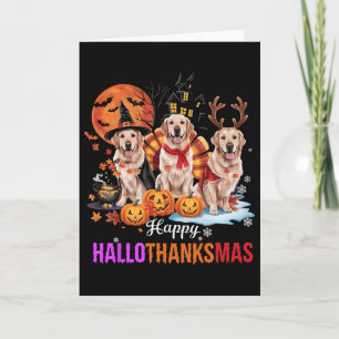 Golden Retriever Happy Hallothanksmas Halloween Karte