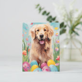 Golden Retriever Happy Oaster Postkarte (Stehend Vorderseite)