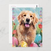 Golden Retriever Happy Oaster Postkarte (Vorne/Hinten)