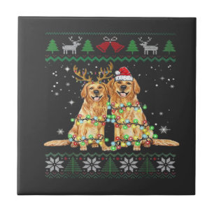 Golden Retriever Hässlicher Weihnachtshund Lustige Fliese